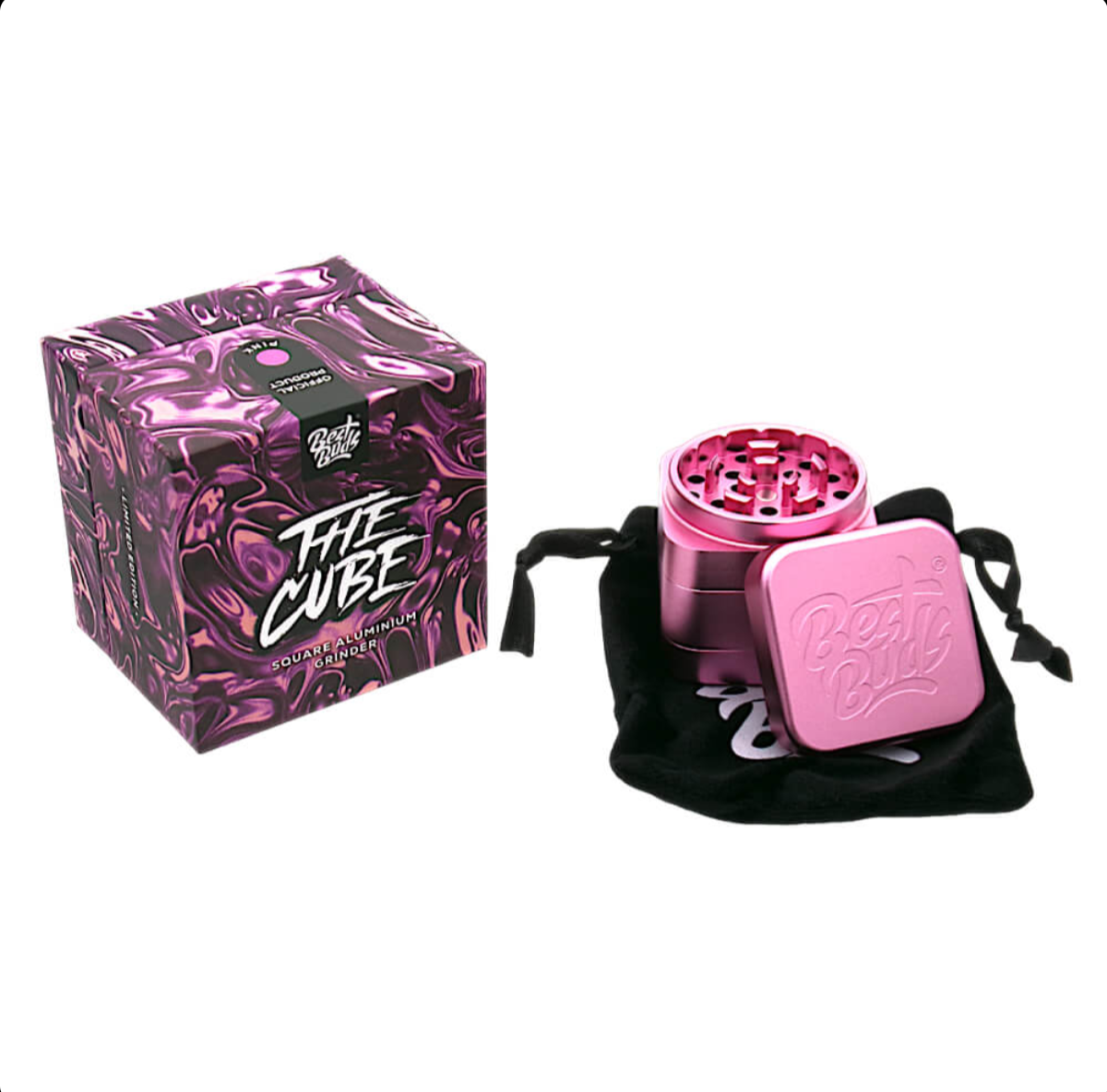 GADGET Best Buds The Cube Grinder in Alluminio Rosa 4 Parti (50mm)