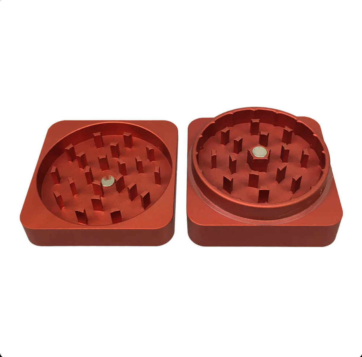 GADGET Best Buds Flacher Quadratischer Grinder in alluminio ruggine 2 parti (50mm)