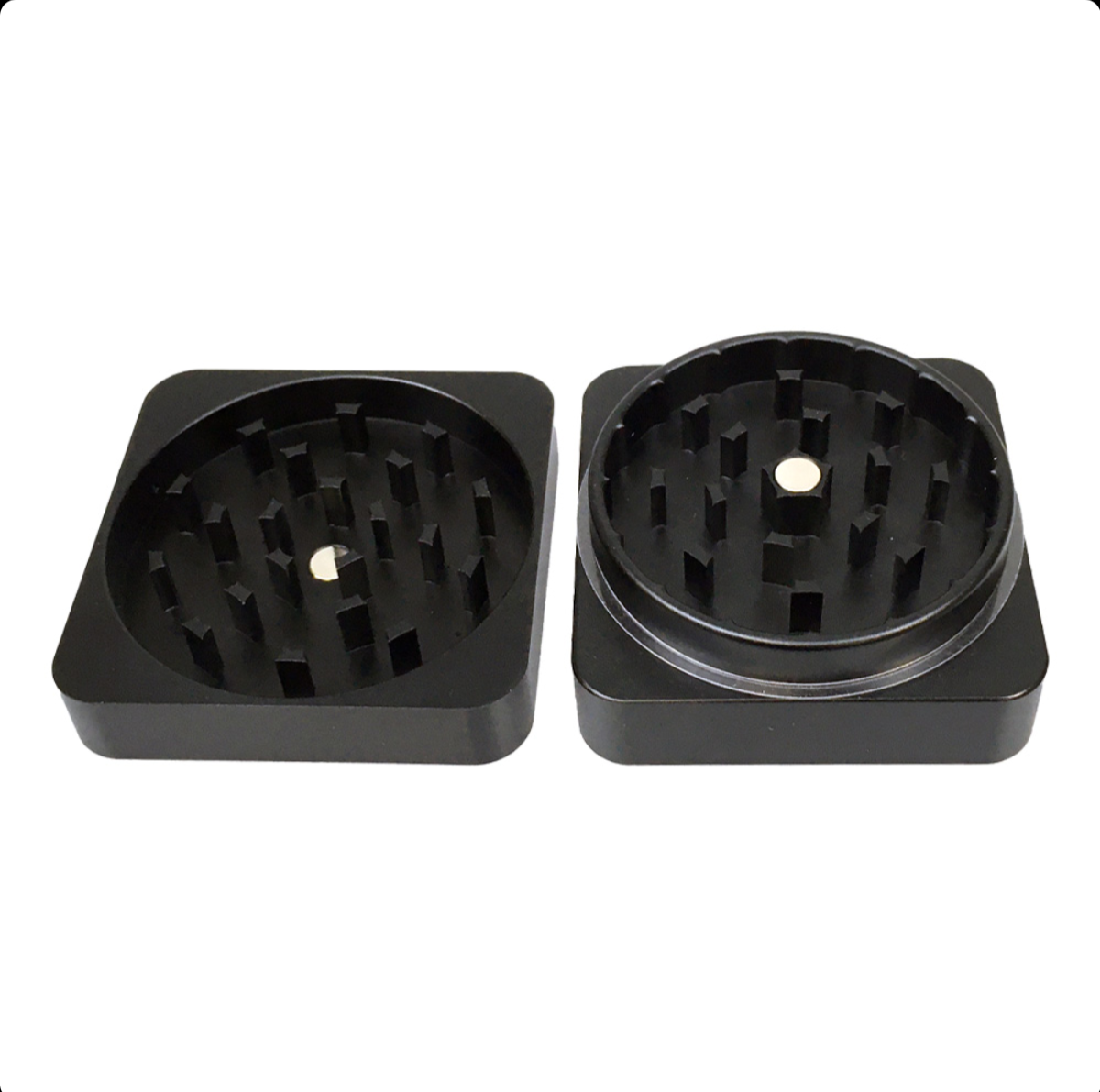 GADGET Best Buds Flacher Quadratischer Grinder in alluminio Onyx 2 Parti (50mm)