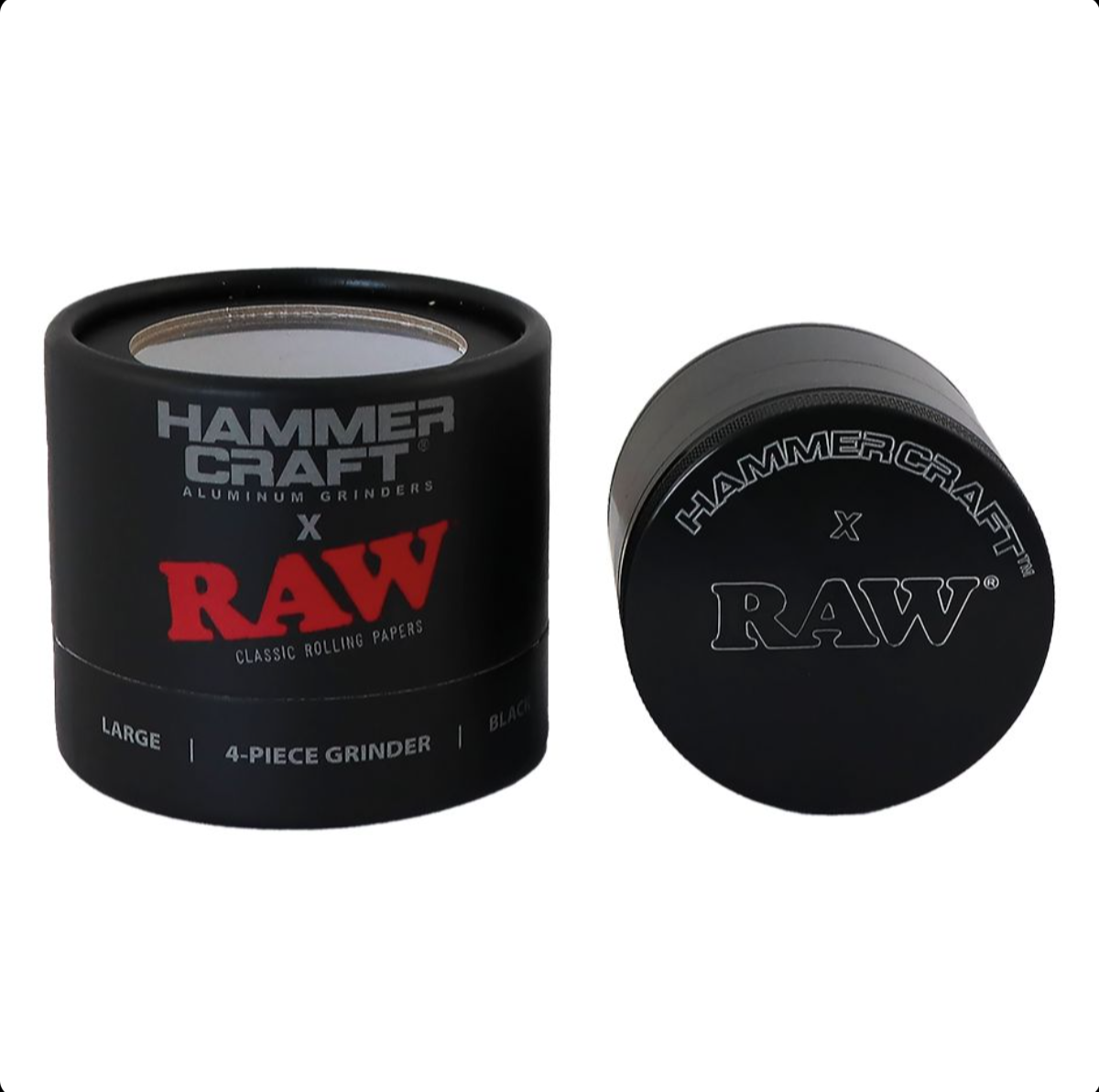 GADGET Smerigliatrice artigianale RAW Hammer in Alluminio Nero Medio 4 parti – 55mm
