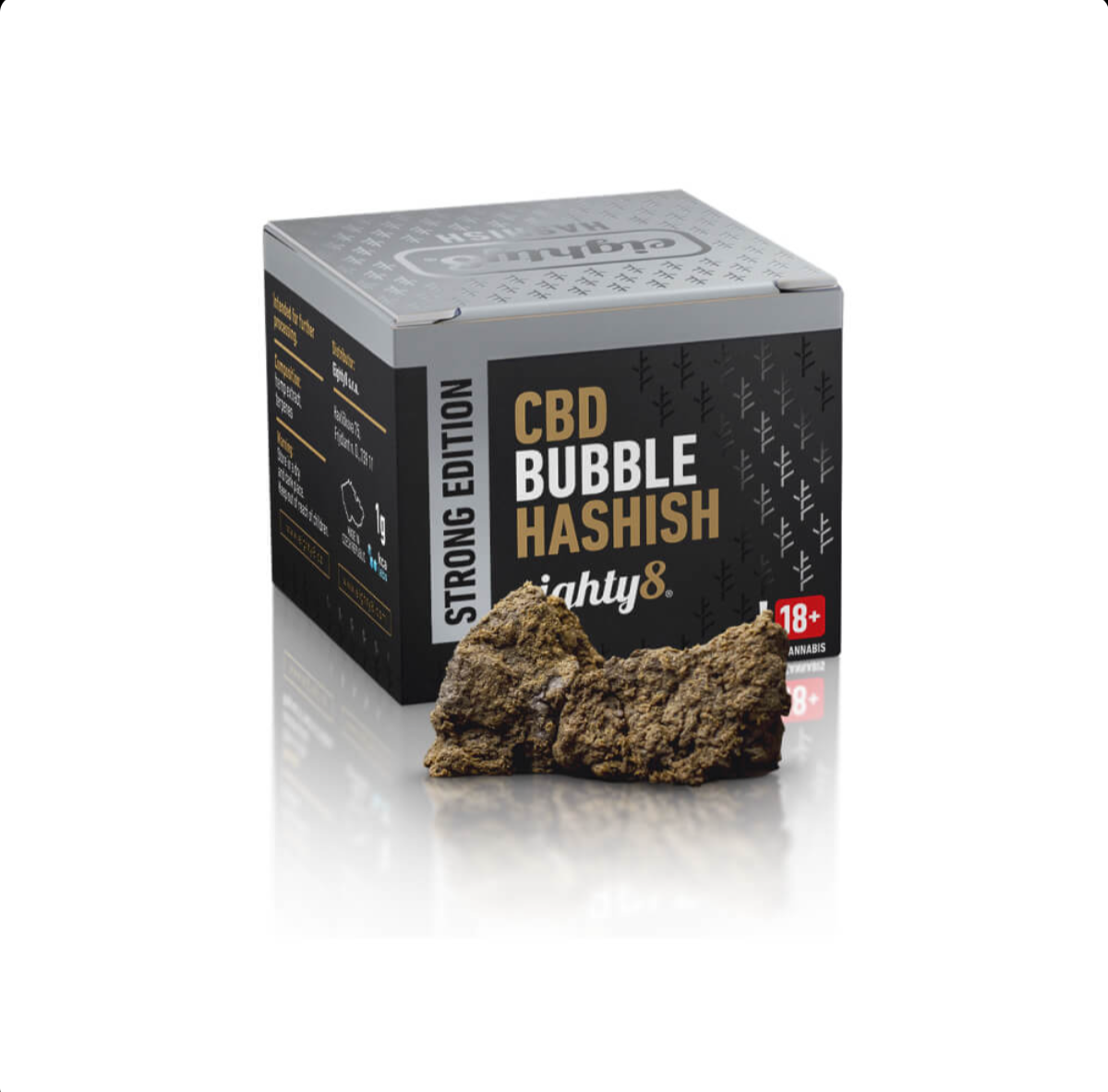 Estratti al CBD Eighty8 Estratto di CBD Bubble Hash 21.86% CBD 1g (8pezzi/display)